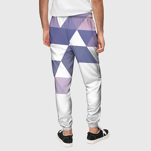 Мужские брюки Розово-фиолетовый паттерн и белый фон / 3D-принт – фото 4