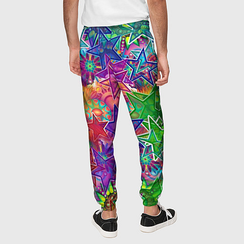 Мужские брюки Узоры из разноцветных звёзд / 3D-принт – фото 4