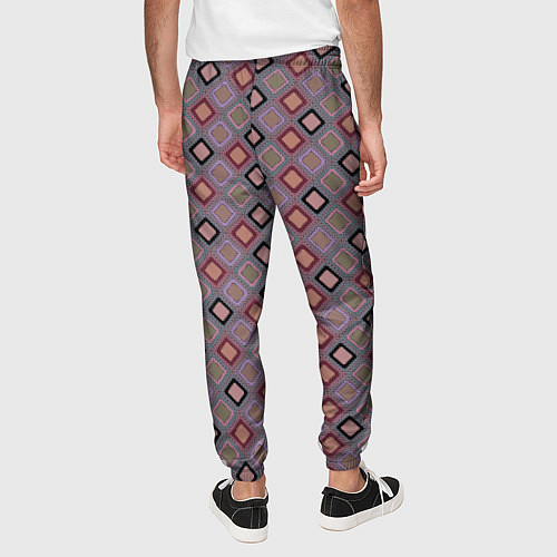 Мужские брюки Разноцветные квадраты с зигзагами / 3D-принт – фото 4