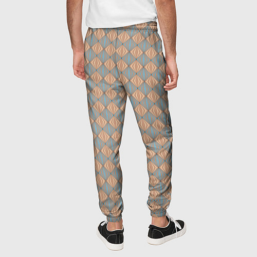 Мужские брюки Голубые и бежевые квадраты / 3D-принт – фото 4