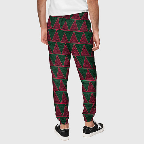 Мужские брюки Красные и зеленые треугольники / 3D-принт – фото 4