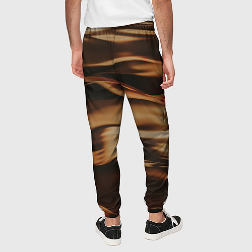 Мужские брюки Тёмно-золотые нановолны / 3D-принт – фото 4