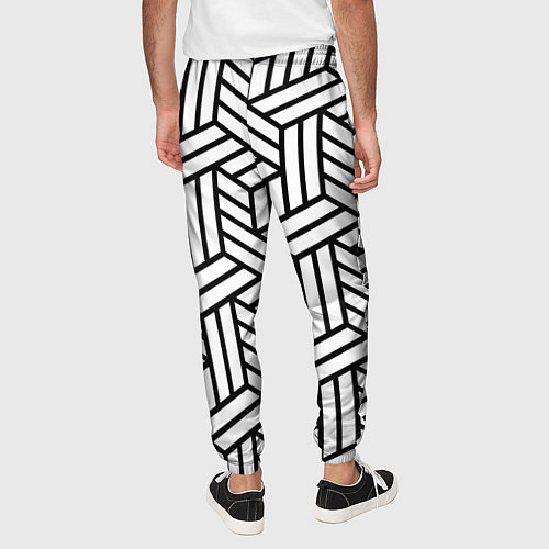 Мужские брюки Чёрно-белый завивающийся паттерн / 3D-принт – фото 4