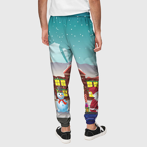 Мужские брюки В Новогоднюю ночь Дед Мороз едет на скутере с пода / 3D-принт – фото 4