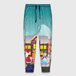 Мужские брюки В Новогоднюю ночь Дед Мороз едет на скутере с пода