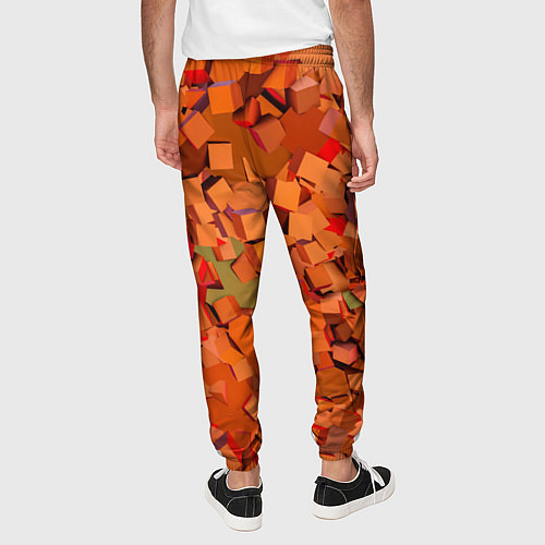 Мужские брюки Оранжевые кубы в абстракции / 3D-принт – фото 4