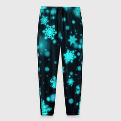 Мужские брюки Неоновые снежинки на черном фоне