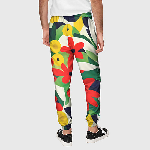 Мужские брюки Цветочный яркий паттерн / 3D-принт – фото 4