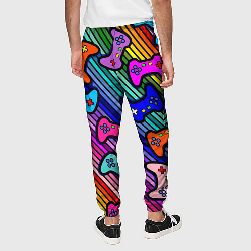 Мужские брюки Многоцветные полоски с джойстиками / 3D-принт – фото 4