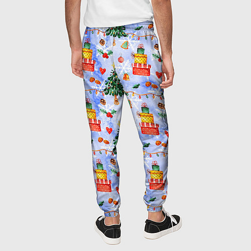 Мужские брюки Новый год - елки и подарки / 3D-принт – фото 4