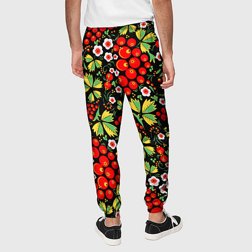 Мужские брюки Русские узоры - цветы и ягоды / 3D-принт – фото 4