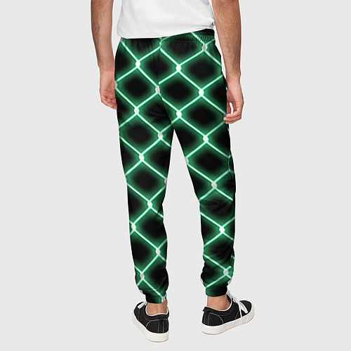 Мужские брюки Зелёная неоновая сетка / 3D-принт – фото 4
