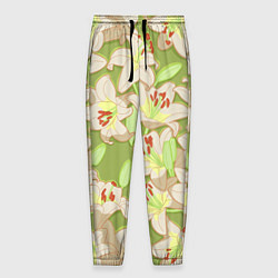 Мужские брюки Нежные цветы - лилии: цветной паттерн