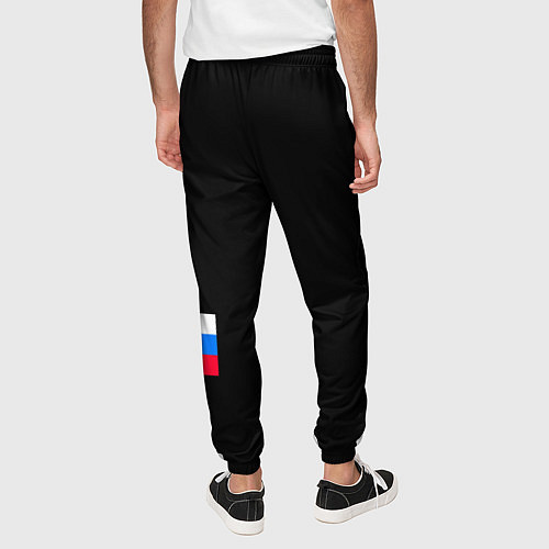 Мужские брюки Россия и три линии на черном фоне / 3D-принт – фото 4