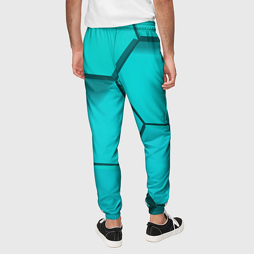 Мужские брюки Большие бирюзовые соты / 3D-принт – фото 4
