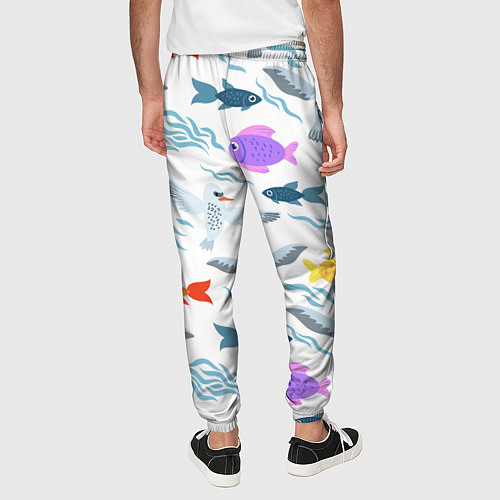 Мужские брюки Рыбки и чайки / 3D-принт – фото 4