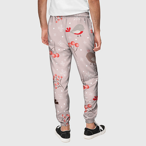 Мужские брюки Птицы снегири и зимние ягоды / 3D-принт – фото 4