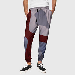 Брюки на резинке мужские Красные и розовые волнообразные пластины, цвет: 3D-принт — фото 2