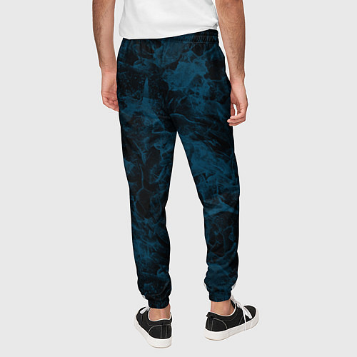 Мужские брюки Синий и черный мраморный узор / 3D-принт – фото 4