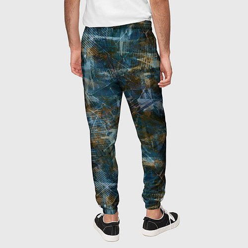 Мужские брюки Синий и коричневый абстрактный гранжевый / 3D-принт – фото 4