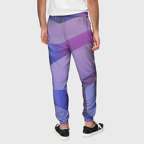 Мужские брюки Абстрактные фиолетовые прямоугольники со скругленн / 3D-принт – фото 4