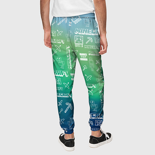Мужские брюки Майнкрафт символы на потертом фоне / 3D-принт – фото 4