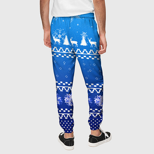 Мужские брюки Новогодний узор на синем фоне / 3D-принт – фото 4