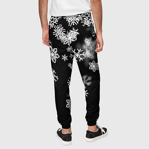 Мужские брюки Белые снежинки / 3D-принт – фото 4