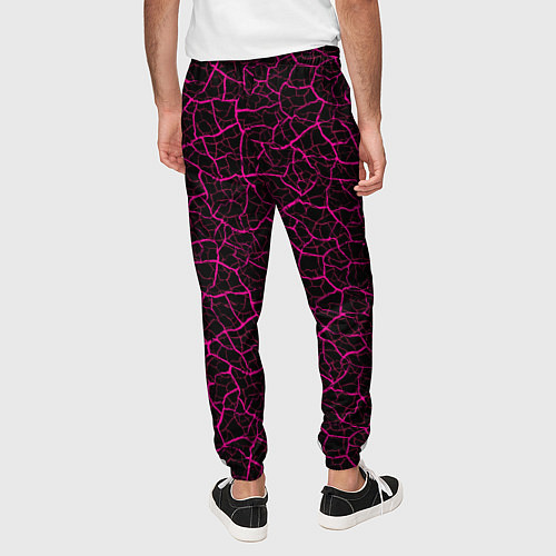 Мужские брюки Абстрактные розовые узоры в виде трещин на чёрном / 3D-принт – фото 4