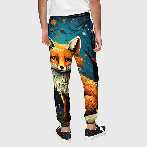 Мужские брюки Лиса в Folk Art стиле / 3D-принт – фото 4