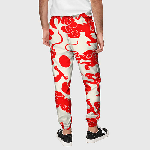 Мужские брюки Японские красные драконы / 3D-принт – фото 4
