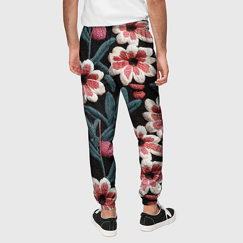 Мужские брюки Эффект вышивки цветы / 3D-принт – фото 4