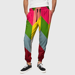 Брюки на резинке мужские Разноцветный ромбический абстрактный паттерн, цвет: 3D-принт — фото 2