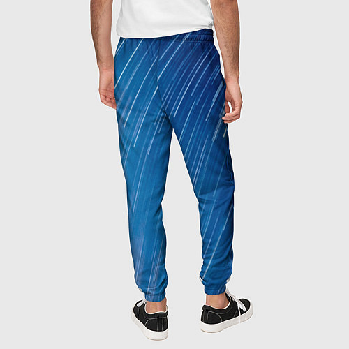 Мужские брюки Белые полосы на синем фоне / 3D-принт – фото 4