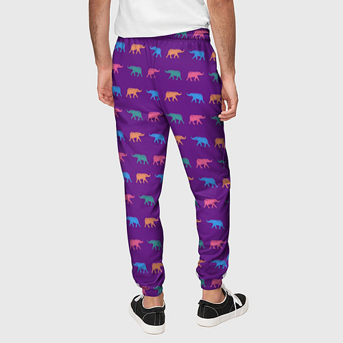 Мужские брюки Разноцветные слоны / 3D-принт – фото 4