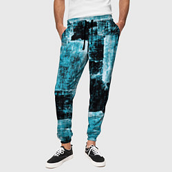 Брюки на резинке мужские Голубой абстракт, цвет: 3D-принт — фото 2