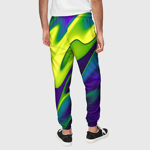 Мужские брюки Сине-зелёное и фиолетовое абстрактное слияние / 3D-принт – фото 4