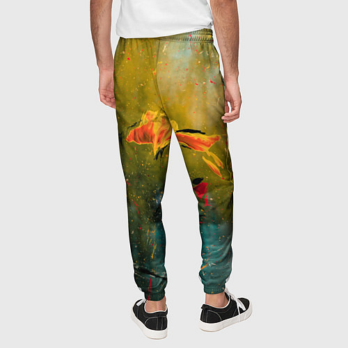 Мужские брюки Весенне-осенний жёлтый туман и краски / 3D-принт – фото 4