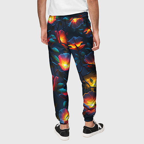Мужские брюки Светящиеся цветы / 3D-принт – фото 4