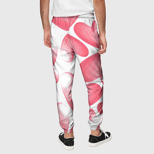 Мужские брюки Розовые акварельные сердца - паттерн / 3D-принт – фото 4