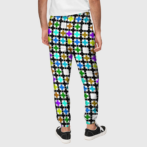 Мужские брюки Геометрический узор в клетку разноцветный / 3D-принт – фото 4
