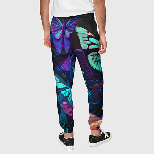 Мужские брюки Много неоновых бабочек / 3D-принт – фото 4
