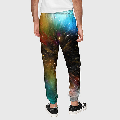 Мужские брюки Бескрайний космос - неон / 3D-принт – фото 4