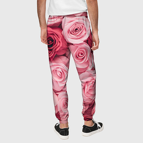 Мужские брюки Чайная пыльная роза - нежно розовый цветок / 3D-принт – фото 4