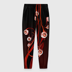 Брюки на резинке мужские Арт глаза красный и черный, цвет: 3D-принт