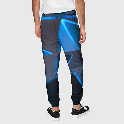 Мужские брюки Неоновые грани абстракции / 3D-принт – фото 4