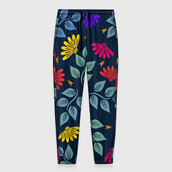 Брюки на резинке мужские Листья и цветы, цвет: 3D-принт
