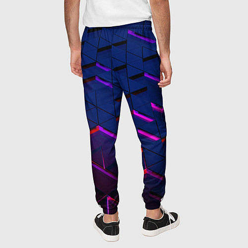 Мужские брюки Неоновые треугольники с подсветкой / 3D-принт – фото 4