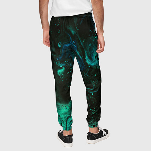 Мужские брюки Черно-зеленые разводы краски / 3D-принт – фото 4