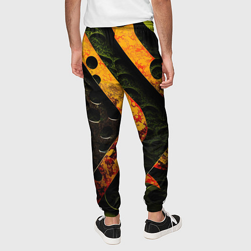Мужские брюки Оранжевые полосы на неровной текстуре / 3D-принт – фото 4
